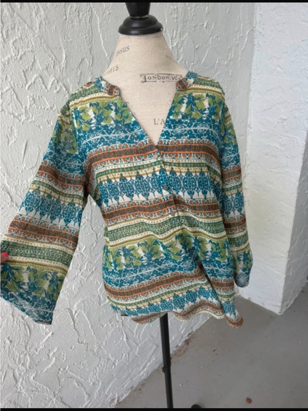 Sara Michelle Multicolor Striped V-Neck Boho Blouse